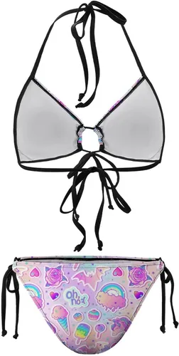 Miniatura 8 de Bright Mushrooms - Conjunto de bikinis para mujer, diseño de triángulo, 2 piezas, sexy, traje de baño