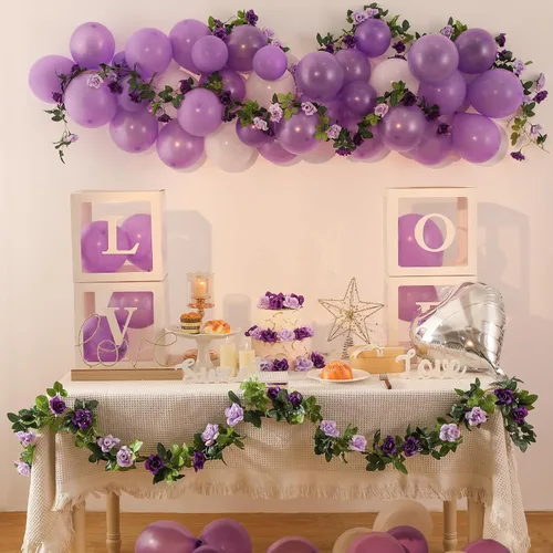 Miniatura 2 de JUSTOYOU Paquete de 2 guirnaldas de rosas falsas (15.8 pies), rosas artificiales, enredaderas, guirnalda de flores para colgar, vid floral, boda