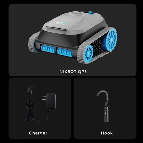 Miniatura 9 de NIXBOT QP5 - Limpiador robótico de piscina, aspiradora inalámbrica para piscinas enterradas, sistema de turbina de doble motor, aspiradora robótica