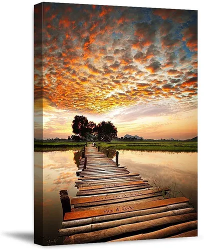 Miniatura 20 de Autumn Path - Lienzo personalizado o impresión fotográfica y obra de arte enmarcada con nombres de pareja, fecha especial en impresiones, gran