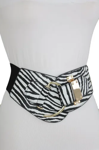 Miniatura 137 de TFJ - Cinturón ancho de moda para mujer, cintura alta, hebilla de gancho de metal dorado, talla XS, S, M, L, XL