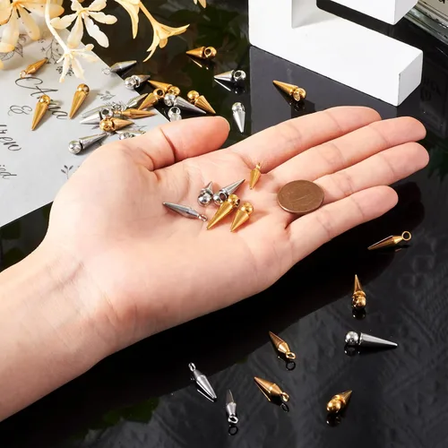 Miniatura 6 de 150 dijes de cuentas con forma de espiga, estilo tibetano, forma de cono de bala larga, para manualidades, collares, aretes, joyería
