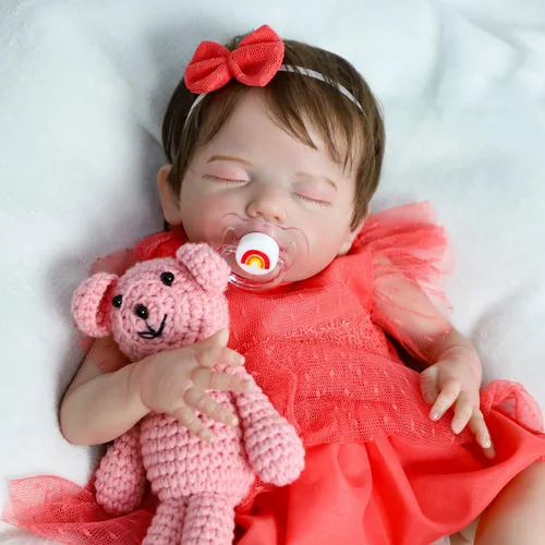 Miniatura 4 de SCOM Muñecas Bebé Reborn Niña de 20 Pulgadas, Recién Nacida Realista, Muñecas Bebé Durmiendo Niña, con Cuerpo de Tela Suave con Peso, Extremidades