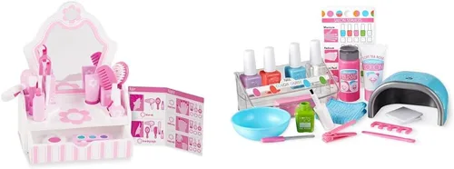 Melissa & Doug Wooden Beauty Salon Play Set With Accessories (18 pcs) - Pretend Hair Salon, Toddler Makeup Vanity, Fashion Role For Kids Ages 3+