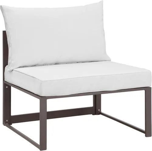 Miniatura 8 de Modway Fortuna otomana de aluminio para patio al aire libre, color blanco y gris Blanco Gris
