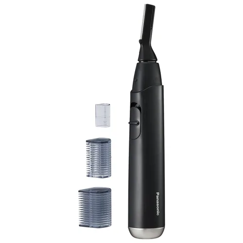 Recortador de vello facial Panasonic para piel sensible, detalle unisex con cabezal flexible, suave para el acné, incluye 2 accesorios para cejas,