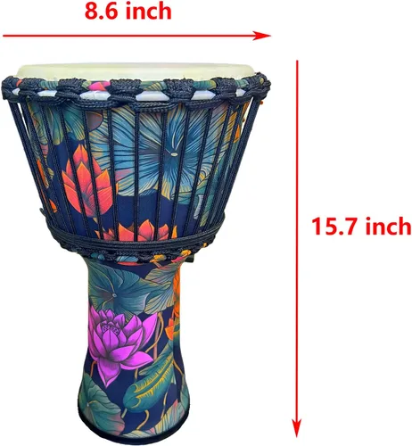 Miniatura 2 de Tambor africano de percusión, hecho a mano, cabeza de piel de oveja, estilo nacional