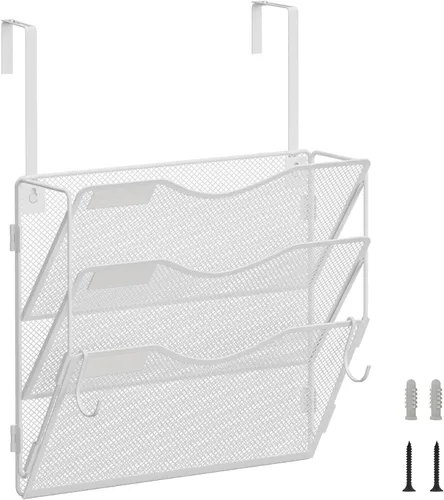 Miniatura 9 de BOHDK Organizador de archivos de pared, 3 bolsillos, organizador de correo, soporte para carpetas colgantes, plegable, para colgar o montar