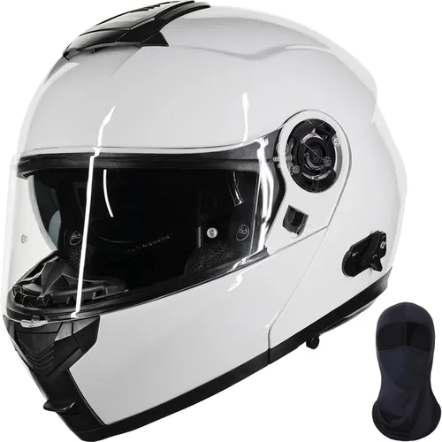 ILM 159BT - Casco modular de motocicleta con Bluetooth, para 2-3 conductores, intercomunicador, cara completa, casco abatible DOT con máscara facial