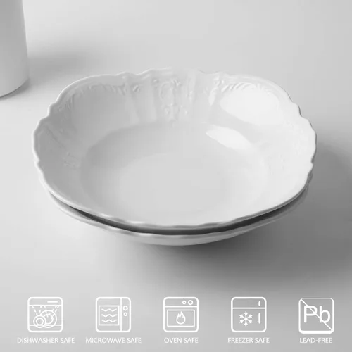 Miniatura 5 de amhomel Cuencos de porcelana, cuencos grandes de cerámica poco profundos de 38 onzas para ensalada, pasta, sopa y frutas, aptos para microondas