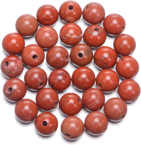Miniatura 15 de AD Beads Cuentas redondas sueltas de piedras preciosas naturales de 0.394 in, agujero grande, tamaño de 0.079 in, 30 unidades (perla blanca)