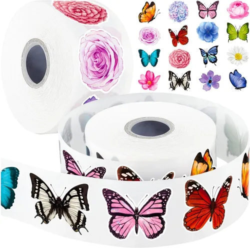 Miniatura 9 de 1200 calcomanías de flores, rollo de calcomanías de flores para niños, rollo de flores para álbumes de recortes, botellas de agua, decoraciones