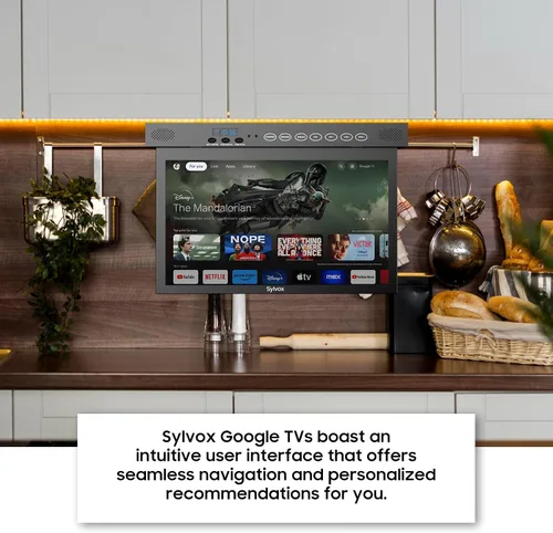 Miniatura 5 de SYLVOX Smart TV abatible de 15.6 pulgadas debajo del gabinete, Google TV soporta rotación de 360 grados, conexión WiFi y inalámbrica, diseño