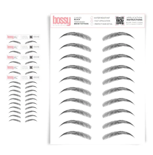 Miniatura 60 de 5 paquetes de tatuajes temporales para cejas, adhesivos impermeables para cejas, tatuajes falsos para el cabello tipo pelar de transferencia