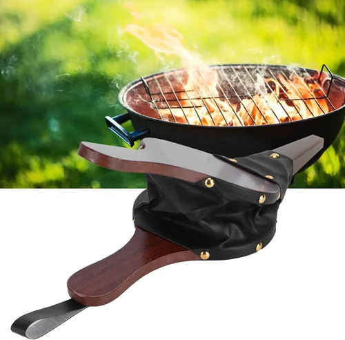 Miniatura 9 de EBTOOLS Fuelle de chimenea, fuelle de madera de 12 pulgadas, soplador de chimenea manual de madera con correa para colgar para acampar al aire