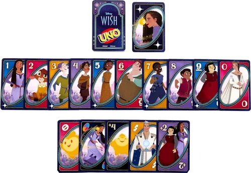 Miniatura 6 de Mattel Games UNO - Juego de cartas de deseos de Disney para niños, noche familiar y adultos con personajes de la película y regla especial, 2 a 10