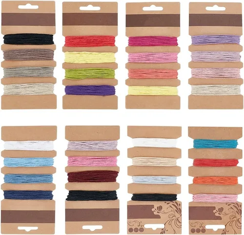 PH PandaHall Cordón de algodón encerado de 160 yardas de 0.039 in, 32 colores, cuerda de cera para hacer pulseras, hilo encerado para pulseras,