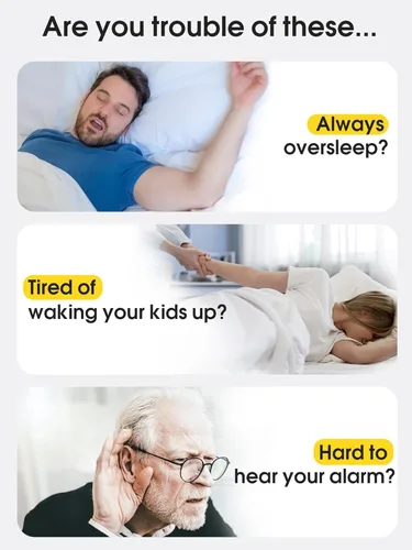 Miniatura 7 de Roxicosly Reloj despertador vibratorio súper fuerte para durmientes pesados, agitador de cama de vibración ajustable debajo de la almohada