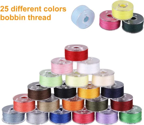 Miniatura 2 de BHSKJSZ 25 bobinas e hilo de coser con estuche, juego de bobinas preenrolladas para coser a mano y a máquina, colores surtidos, herramientas