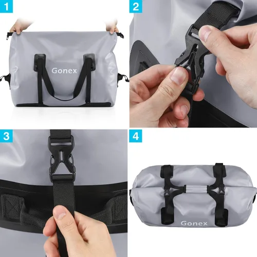 Miniatura 8 de Gonex Bolsa de lona impermeable extra grande de 40 L, 60 L, 80 L, bolsa de lona seca de viaje, bolsa resistente con correas y asas duraderas