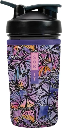 Miniatura 12 de Sok It BotlSok Botella Mezcladora de Proteínas con Funda Aislante de Neopreno (Floral Abstracto, Se Ajusta a Mezcladoras de 24oz)