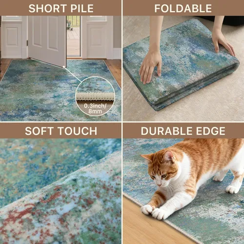 Miniatura 7 de GENIMO Alfombra antideslizante de 2 x 6 pies, lavable para pasillos de cocina, alfombras de cocina modernas abstractas, alfombra ligera de pelo bajo