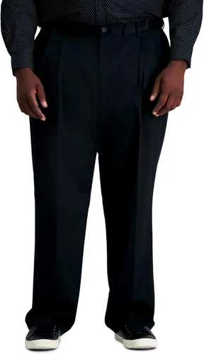 Haggar Para hombre, sin planchado, color caqui, ajuste clásico, plisado frontal, tallas regulares y grandes y altas