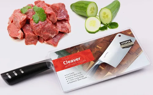 Miniatura 6 de Utopia Kitchen Cuchillo Cleaver de 7 pulgadas de Acero Inoxidable Cuchillos de Chef Carnicero para Carne, Verduras Cuchillo de Chef de Cocina