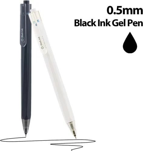Miniatura 3 de AIHAO Bolígrafos de gel de tinta negra de punta fina de 0.020 in, bolígrafos de oficina de escritura suave en blanco y negro, 12
