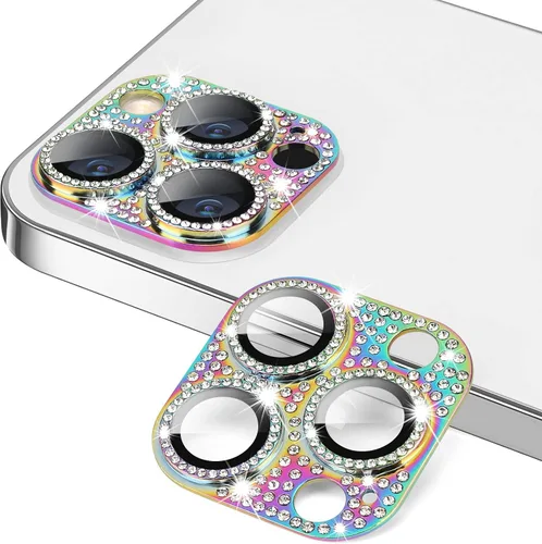 Miniatura 47 de Protector de lente de cámara diseñado para iPhone 12 Pro Max, con diamantes de imitación 3D con diamantes de imitación 9H, vidrio templado, Rosado