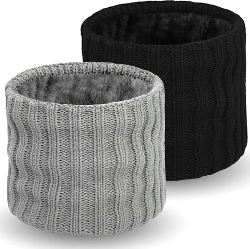 Miniatura 10 de Wandx Polaina de forro polar para niños y niñas, para invierno, para clima frío, cubierta facial de punto de rayas anchas para niños y niñas