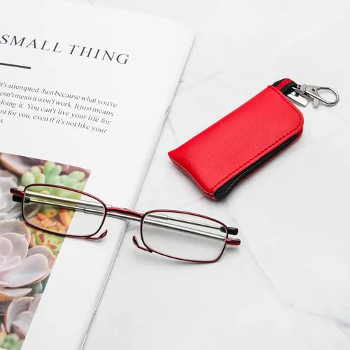 Miniatura 6 de Paquete de 3 lentes de lectura plegables con llavero, bolsas compactas para mujeres y hombres, bloqueo de luz azul, bisagra de resorte, lectores