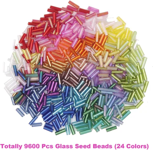 Miniatura 3 de EuTengHao Kit de 9600 cuentas de tubo de cristal con semillas de corneta, pequeñas cuentas para manualidades, pulseras, collares, manualidades