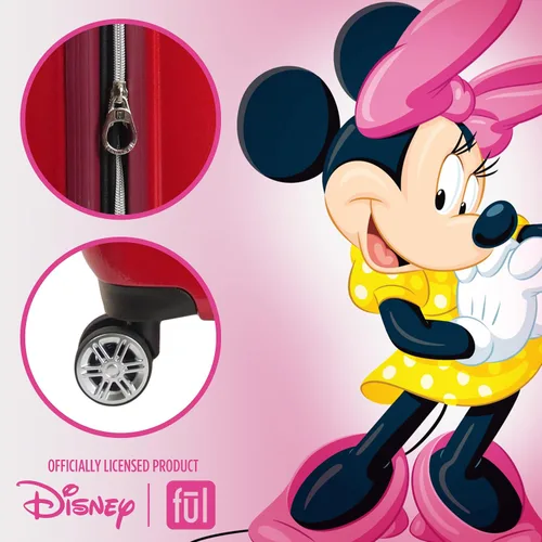 Miniatura 7 de FUL Disney Minnie Mouse Patchwork - Juego de equipaje con ruedas de 3 piezas, maleta rígida con ruedas, 21, 25 y 29 pulgadas, color rojo, Rojo