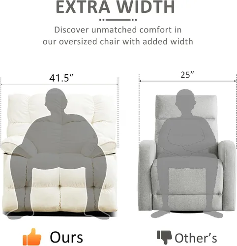Miniatura 2 de Silla reclinable mecedora extra grande, sillón reclinable con giro eléctrico para sala de estar, reclinables mecedores acolchados extra anchos