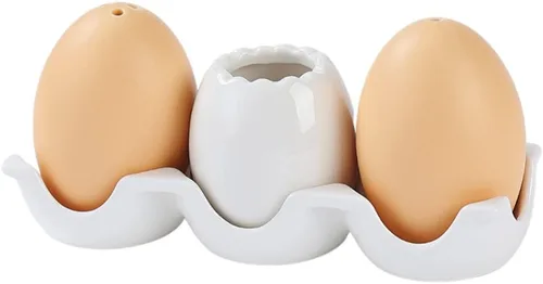 Dispensador de especias de cerámica en forma de huevo, dispensador de condimentos, palillo de dientes con agujeros, recipiente de porcelana de sal y