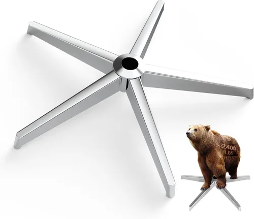 MASTERY MART Base para silla de oficina de 28 pulgadas, resistente 2400 libras, Reemplazo de silla de escritorio de metal reforzado, Enchufe Plateado