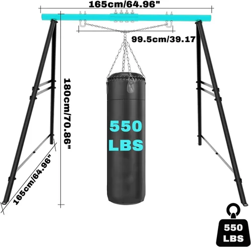 Miniatura 3 de Marco de columpio para porche, soporta hasta 550 libras, soporte sensorial con 3 barras laterales, juegos de columpios para patio trasero, patio