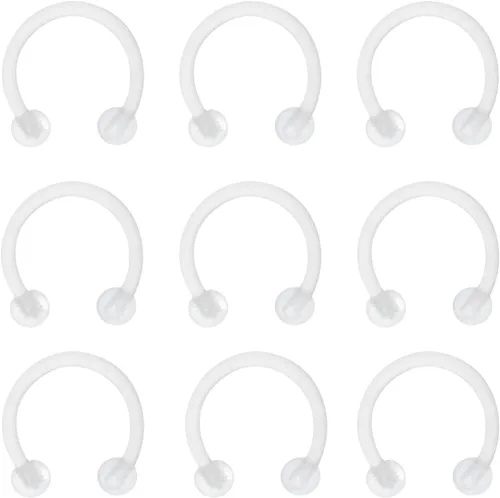 Miniatura 15 de Satix Retenedores de piercing transparentes de estilo mixto para cirugía de trabajo, retenedor de aretes transparente Bioflex, retenedor de anillos