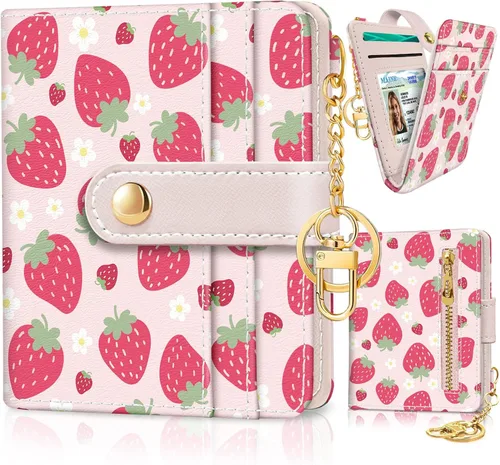 Miniatura 30 de Jogjam Cartera pequeña para mujer, Rfid delgada y compacta para tarjetas de crédito, billetera plegable de piel sintética, bolsillo con cremallera