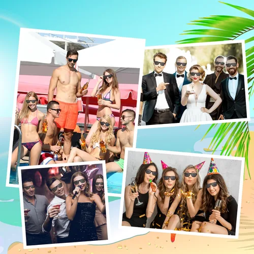 Miniatura 21 de ASTARON Paquete de 12 lentes de sol de fiesta de neón a granel para playa, boda, fiesta, piscina, suministros de fiesta