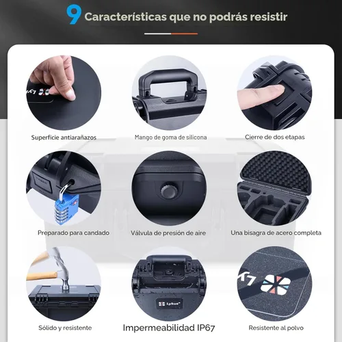 Miniatura 5 de Lykus Titan MM410 Estuche Rígido Impermeable para DJI Mini 4 Pro/Mini 3/Pro y RC2/RC/RC-N2/N1, Soporte para 7 baterías y cordón RC [ESTUCHE SÓLO]