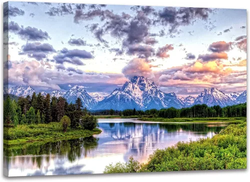 Miniatura 10 de SKASNFAI Arte de Pared en Lienzo del Parque Nacional, Pintura de Paisaje Natural de Montaña, Arte Enmarcado para Decoración del Hogar, para Sala