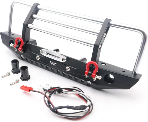 Miniatura 2 de KYX Parachoques delantero de aleación de carreras con luces LED, accesorios para RC Crawler Car Axial SCX10 II 90046 Traxxas TRX4 TRX-4 Redcat Gen8