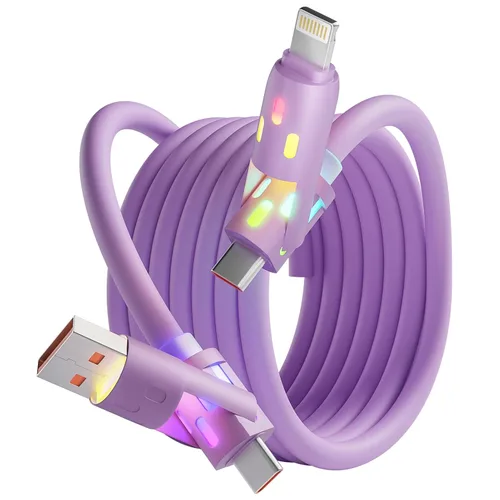 Miniatura 13 de Cable de carga múltiple, doble tipo C, cable de carga múltiple de nailon trenzado 4 en 1, cable de carga multi USB con puertos IP/tipo C/micro USB