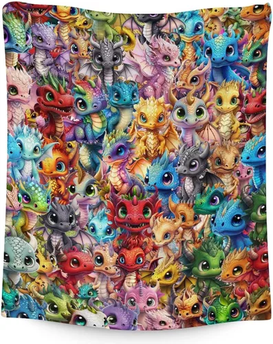 Miniatura 11 de Manta de dragón para niñas y niños, 30 x 40 pulgadas, tamaño regazo, franela suave, regalos para niños, mantas verdes lindas para regazo, oficina