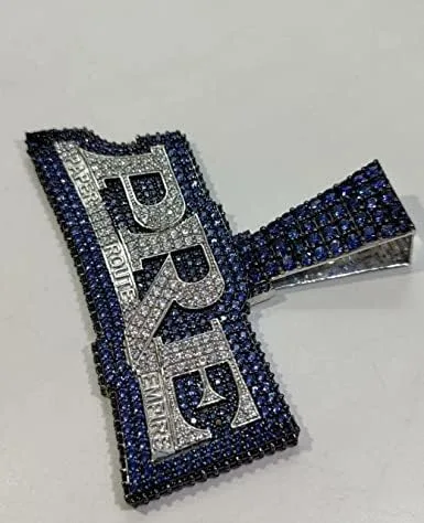 Miniatura 6 de DTJEWELS - Juego de puntas de corte redondo de 3.00 quilates con diamantes y zafiro azul para hombre, con nombre personalizado, plata de ley 925