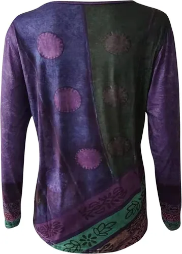 Miniatura 5 de Camisetas casuales de manga larga para mujer, con cuello redondo y cuello redondo, diseño floral, regular