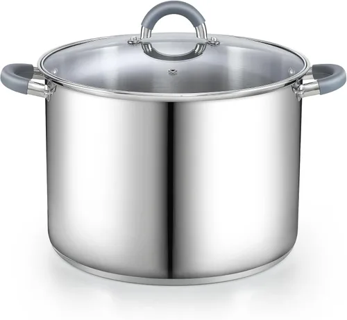 Miniatura 19 de Cook N Home Olla de acero inoxidable de 3 cuartos de galón, olla pequeña con tapa de vidrio, olla básica para saucier, asas de silicona que se