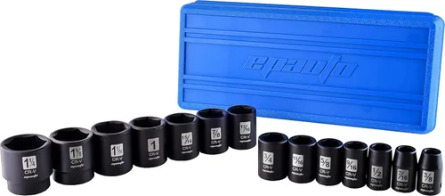 Miniatura 7 de EPAuto Juego de dados de impacto SAE poco profundos de 1/2 pulgada, CRV, 6 puntos, 14 dados